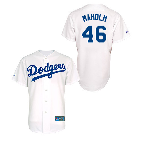 Paul Maholm #46 Youth Baseball Jersey-L A Dodgers Authentic Home White MLB Jersey